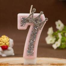 Nến số hình vương miện màu hồng và bạc từ 0-9, thích hợp cho tiệc sinh nhật, kỷ niệm, tiệc theo chủ đề, tiệc sinh nhật lần thứ nhất. - Nhiều màu - Xem 5