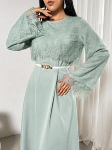 Vestido de estilo veraniego para mujer con capa cautivadora y detalles de cremallera oculta, que exuda nobleza para Nochevieja y primavera - verde menta - Ver 6