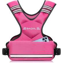 BAGAIL Adjustable Weighted Vest 4-10lb/12-18lb/20-32lb, Comfortable X-Shape & U-Neck Weight Vest For Women And Men Walking With 6 Removable Weights, Large Pocket And Reflective Strips - 4-10 LB-Pink - 查看 1