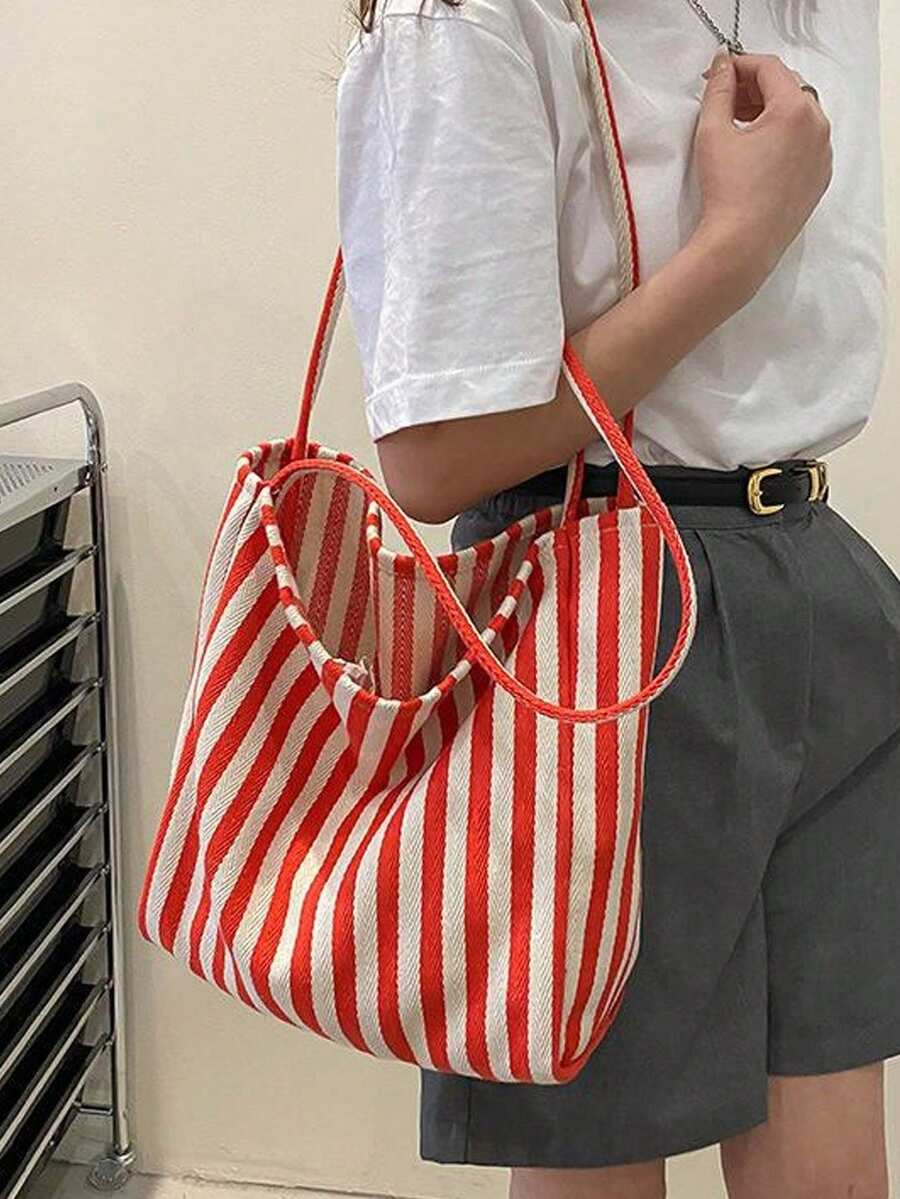 Túi tote vải kẻ sọc thời trang, túi tote vải kẻ sọc cổ điển, túi xách vải kẻ sọc phong cách nghệ thuật, dung tích lớn, rộng rãi, đa năng, độc đáo, túi đeo vai kẻ sọc, túi đeo vai dung tích lớn, thiết kế giản dị, rộng rãi, đa chức năng - Thích hợp cho công việc, trường học, hoạt động ngoài trời, túi đựng văn phòng phẩm, túi vải, túi đi biển, văn phòng, lớp học hoặc các chuyến đi trong ngày, túi du lịch dành cho nữ, sử dụng trong kỳ nghỉ, ba lô đi làm, đi học hoặc học tập ngoài trời, túi đi biển.