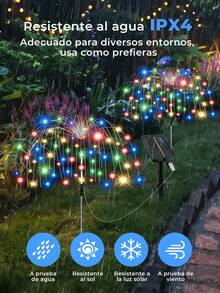 AMILL 8 Stück Solar betriebene LED Gartenbeleuchtung, IP65 wasserdicht, 8 Beleuchtungsmodi, solar betriebene dekorative Beleuchtung, eingebauter wiederaufladbarer Ni-MH Akku, nicht abnehmbares Photovoltaikmodul, geeignet für Weihnachten, Garten, Weg und Villa Dekoration, Außenbeleuchtung für Garten, einsetzbar für Weg, Garten und Terrasse - Verschiedenfarbig - Übersicht 5