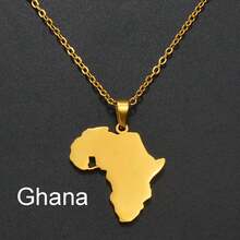 1Pc 3CM Stainless Steel Jewelry Nigeria Ghana Morocco Cameroon Map Pendant Necklaces - Yellow Gold - View 8