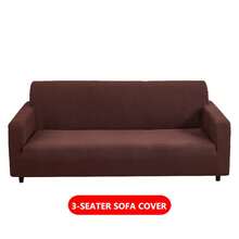 1 pieza Funda de sofá elástica de terciopelo de maíz de unicolor, resistente a arañazos de gato y resistente a arañazos, a prueba de polvo y suciedad, diseño totalmente envolvente con doble antideslizante, lavable y lavable a máquina, adecuado para sofás de 1-4 plazas - café - Ver 13