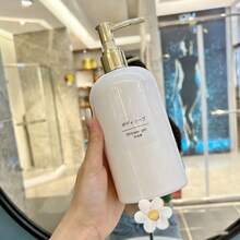 煙灰色錘紋可補充液體皂液器，現代浴室液體皂泵瓶，附電鍍防鏽泵頭 - 白色 - 查看 5