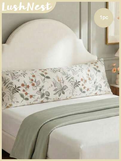 1 stuks lange kussensloop in landelijke stijl met groene takken, bladeren en bloemen (kusseninzet niet inbegrepen), gemaakt van comfortabele, ademende polyestervezel, geschikt voor alle seizoenen, voor de slaapkamer, huisdecoratie, rustieke frisse stijl, bloemenkussensloop, boerderijstijl, cottage-stijl, tuinstijl, gezellig beddengoed, populaire woonaccessoires