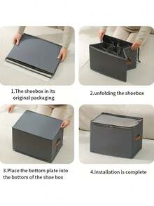 1Pc Foldable Shoe Box With Lid | Dust-Proof Storage Box For Shoes, Shoe Organizer For Closet, Space Saving Shoe Storage Organizer Cabinet - Multicolor - View 10