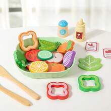 New Baby Realistic Salad Vegetable Pretend Play Food Toy, Children's Early Education Kitchen Playset, Wooden Toy Household Appliances, Birthday & Holiday Gift - Multicolor - View 10