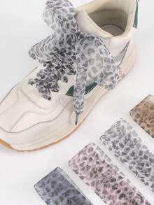 New Leopard Print Shoelaces, 2.5cm Wide, Leopard Pattern Satin Lace Shoelaces, Flat Wide Sheer Ribbon - View 4