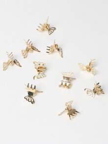 5pcs Gold Hollow Butterfly Hair Clips, Cute Butterfly Design Hair Accessories Suitable For Girls, Decorative Hair Clips, Suitable For Girl In Autumn/Winter Holiday Outfits - Multicolor - View 4