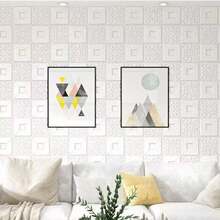10/20pcs White Patterned Wallpaper, Self-Adhesive 3D Foam Wall Stickers, Bedroom Living Room Decor, Waterproof Anti-Moisture Kitchen Wallpaper - 35*35cm - View 10
