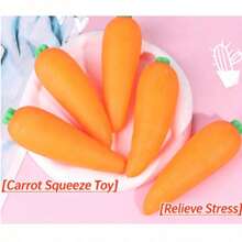 1个胡萝卜慢回弹软胶玩具，可挤压、按压，缓解压力，是复活节礼物或减压球的理想选择。 - 彩色 - 查看 3