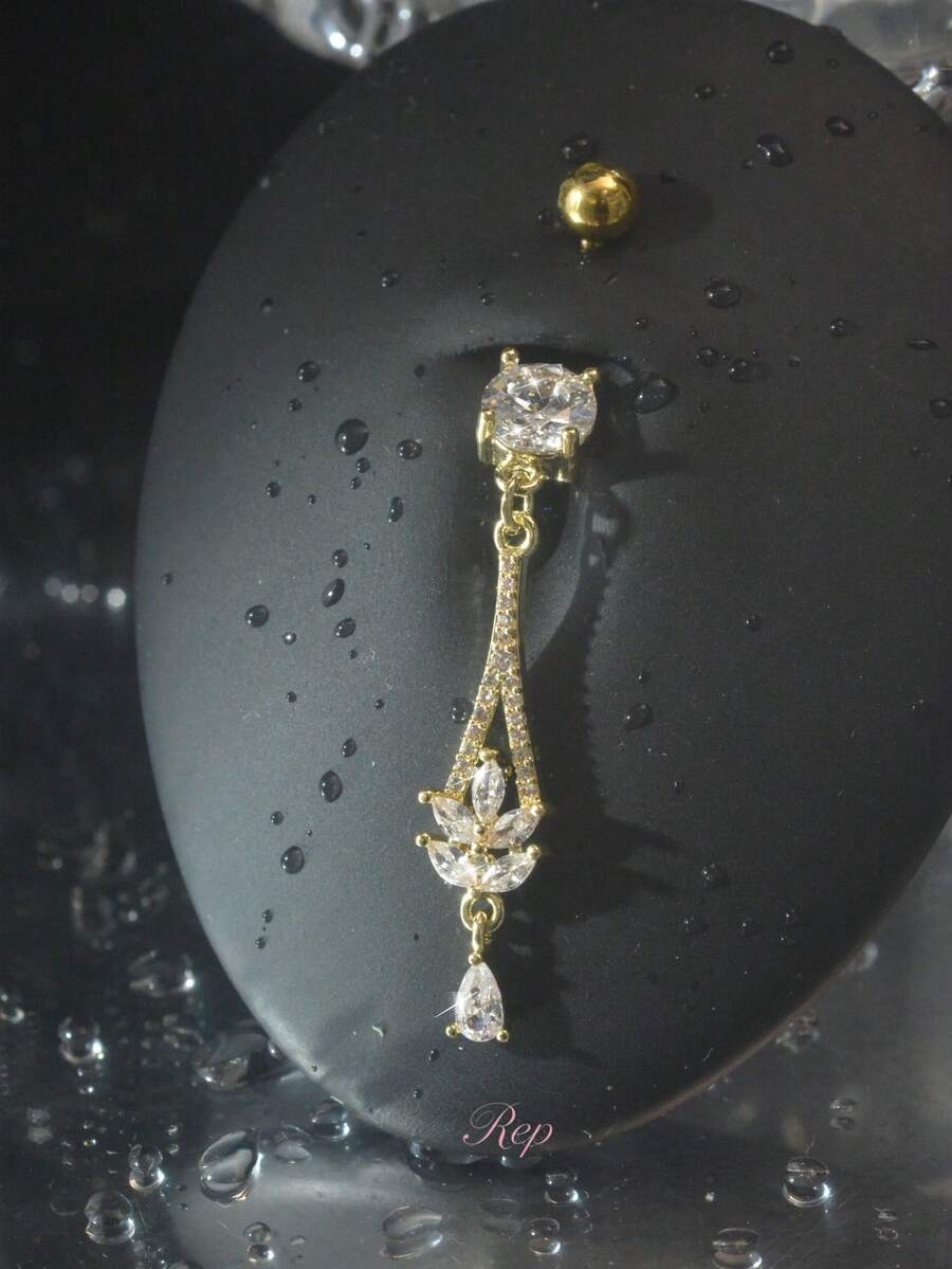 1件装时尚水滴形肚脐环，适合女性，夜店、情人节、日常佩戴，可作为情人节、妈妈、母亲节礼物。 - 彩色 - 查看 1