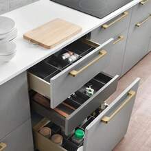 Bộ 5 tay nắm tủ bếp màu vàng mờ tối giản, tay nắm ngăn kéo tủ bếp bằng hợp kim nhôm nguyên khối, phụ kiện nội thất kèm ốc vít. - Vàng - Xem 5