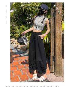 Women Pants - 黑色的 - 查看 4