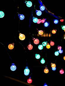 1PC Solar Bubble Ball String Lights 4/5/7m 20/30/50 LED Beads Garden Balcony Atmosphere Light Holiday Decoration Essential Outdoor Waterproof Yard Decor Light 8 Modes Crystal Ball String Easter Spring Christmas Camping Tent Atmosphere Light - 彩色 - 查看 10