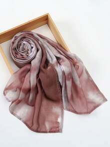 1pc Women's Bohemian Watercolor Print Headscarf, Sun Protection Headwrap, Elegant Versatile Scarf Shawl, Suitable For Daily Wear,Accessories,Beach Towel - Skin Powder - View 3