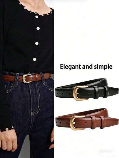 1/2件装时尚女士腰带，带金属扣，适合各种场合，如节日、派对和休闲穿着，适合夏季、秋季、万圣节等。