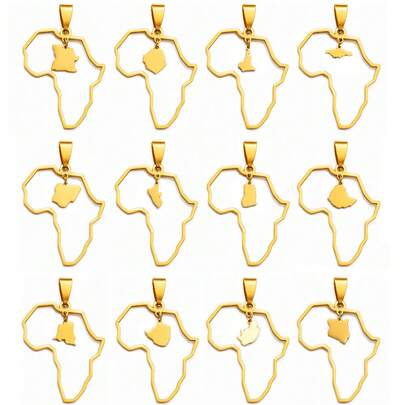 1pc 3.5cm Outline Africa Map Pendant Necklace Jewelry Ghana,Nigeria, ,Liberia,Kenya,Angola,Jamaica,