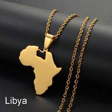 1Pc 3CM Stainless Steel Jewelry Nigeria Ghana Morocco Cameroon Map Pendant Necklaces - Yellow Gold - View 12