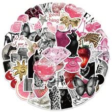 50 miếng dán hình cô gái may mắn màu bạc, chống thấm nước, hình hoạt hình trang trí, thích hợp để dán lên sổ kế hoạch, album, sổ tay, hành lý, đàn guitar, bình nước, ốp điện thoại, đồ tự làm. - Hồng - Xem 1