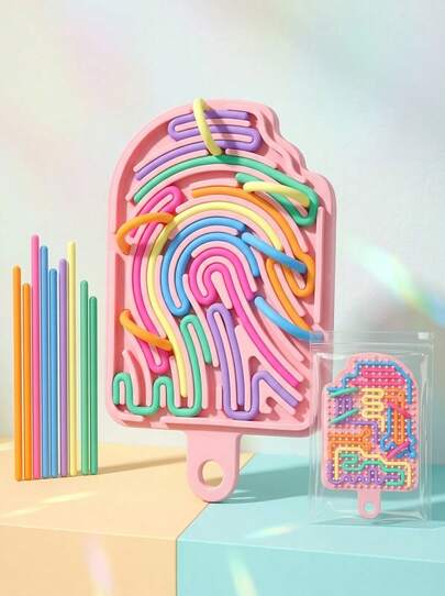 MINKOJA Silicone Sensory Activity Board, Double-Side Fidget Toy For Anxiety, Stress, Silent, No Mess, Sensory Board With Portable Travel Bag & 12 Strings, Kids 3+ & Adults, Colorful