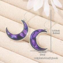 Bộ 1 khuyên tai hình trăng lưỡi liềm, màu tím, hình rồng, và vỏ sò hình trăng lưỡi liềm và rồng - Món quà tuyệt vời dành cho phụ nữ để đeo hàng ngày, trong các bữa tiệc, lễ hội và các buổi tụ họp. - Bạc - Xem 4