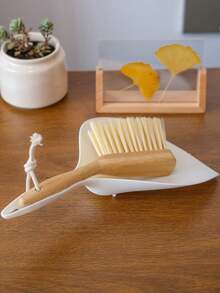 1 Set Mini Wooden Broom And Dustpan Set, Small Desktop Broom And Dustpan Set, Handheld Broom And Dustpan, Suitable For Kitchen, Living Room And Windowsill, Can Be Used As Hard Floor Cleaning Tool Kit, Clean Pet Hair - Multicolor - View 2