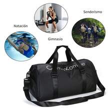 Bolsa de viaje impermeable para deportes y fitness, unisex, de gran capacidad, con separación para ropa seca y mojada, bolsa de almacenamiento para fitness. - Negro - Ver 7