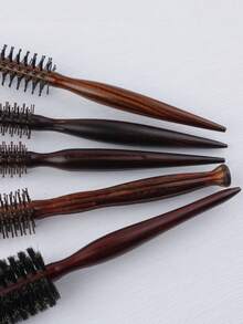 1支小型木质卷发梳，沙龙级蓬松卷发梳，尖尾圆木卷发梳，鬃毛直发刘海梳 - 彩色 - 查看 9