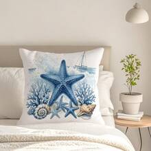1pc Nautical Watercolor Style Pattern Pillow Cover, Single-Sided Printed Cushion Cover, Suitable For Living Room, Bedroom, Home Decor, All Season - Multicolor - View 8
