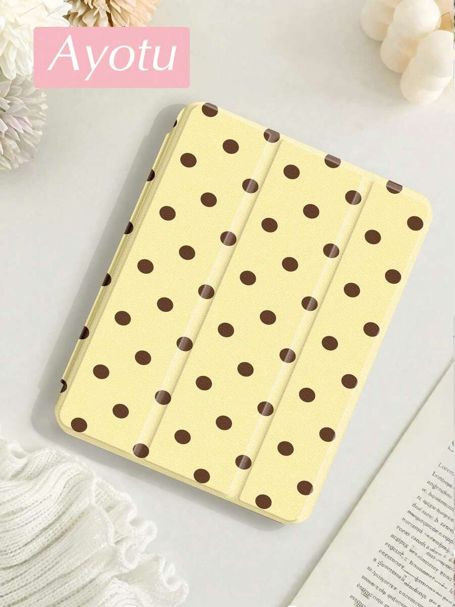 Ayotu 1 件黄棕色波点图案平板电脑保护套/Kindle电子阅读器保护套，兼容 iPad Air 8 (M4) 2026 (11/13 英寸)、第十代、Air 4/Air 7/9.7 英寸、Galaxy Tab A9 Plus、Kindle（第十一代 - 2024 年发布）（6 英寸）、Kindle Paperwhite 第十二代 2024 年款，时尚简约的节日礼物