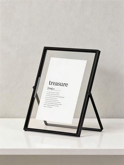 1pc Luxury Metal & Glass Photo Frame, Minimalist Ins Style Desktop Display Stand, Aluminum Alloy Frame High-Clarity Glass, Foldable Stand Anti-Rust Durable, Suitable For Home Decor, Birthday, Holiday, Graduation Gift