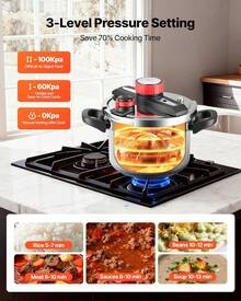 Pressure Cooker, 10Qt Pressure Cooker Stainless Steel, Pressures Canner With Steaming Rack, Tempered Glass Lid, Three Pressures Settings For Meat, Beans, Rice, Soup, Sauces, Cook Up To 100 KPa - View 7