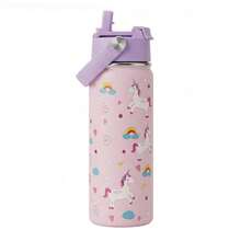 一个 600ml 保温水瓶，适合学校使用：防漏，二合一吸管盖设计，适合运动和旅行，送给女孩、男孩、女儿和儿子的礼物。 - 彩色 - 查看 11