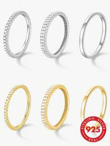 1 par de anillos de mujer de plata de ley 925 con doble de cristales completos, adecuados para aretes, aretes de cristal exquisitos y elegantes, joyería conmemorativa de boda y aniversario - anillo - Ver 12