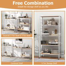 GOFLAME 5-Tier Foldable Shelving Unit, Heavy Duty Portable Storage Rack With Detachable Wheels, Height-Adjustable Shelves & Anti-Toppling System For Kitchen, Dining Room, Garage, Pantry - White - View 3
