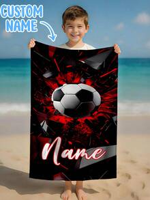 Personalized Children's Beach Towel, Perfect Summer Birthday Gift, Suitable For Various Summer Occasions. Customizable Beach Towel And Accessories, Applicable For Beach, Swimming Pool, Travel, Camping, Yoga And Other Scenarios. - Multicolor - View 2