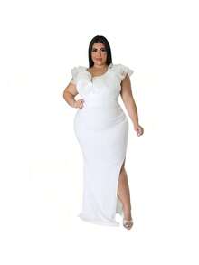 Vestido de fiesta ajustado de color sólido para mujer - Blanco - Ver 1