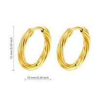 High Quality 316L Stainless Steel Hypoallergenic Golden Earrings, Plum Blossom Twist Round Hoop Earrings In Gold & Silver Color, Tarnish Resistant, Comfortable & Versatile, Minimalist Elegant Design, Suitable For Daily Wear Or Parties, Fashion Jewelry Gift For Women - Golden - View 5
