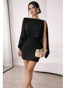Evening Wedding Party Dress And Blouse Set - 黑色 - 查看 1