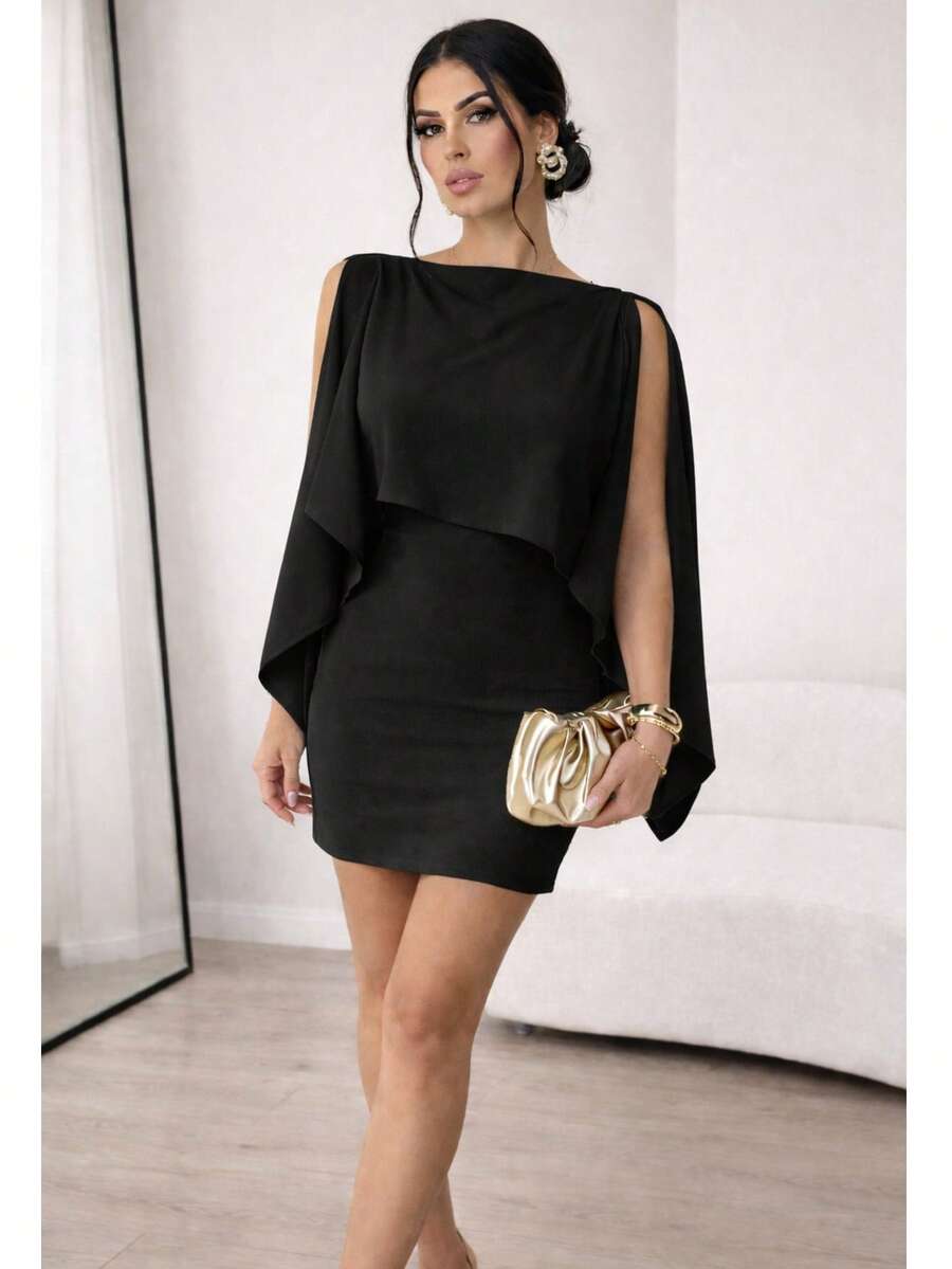 Evening Wedding Party Dress And Blouse Set - 黑色 - 查看 1