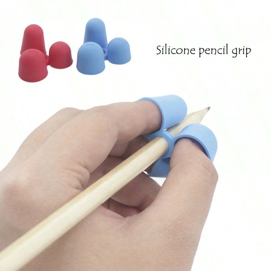 2 piezas/4 piezas/6 piezas Corrector de agarre de lápiz de silicona, soporte de lápiz para práctica de escritura manual para principiantes - Multicolor - Ver 1