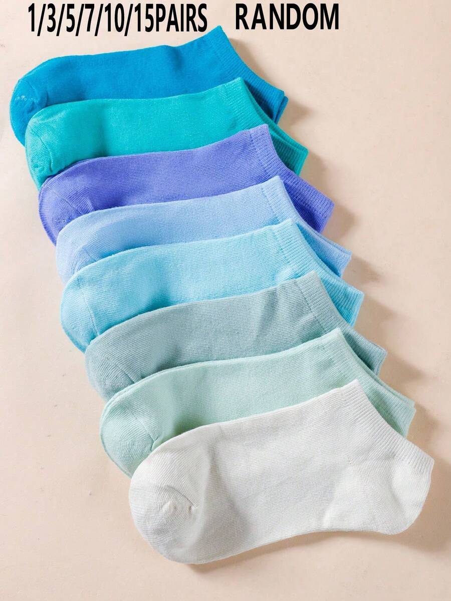 1/3/5/7/10/15 Pairs Random Women Comfortable Breathable Candy Color Ankle Socks - Multicolor - View 1