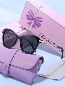 ZOVUJUMY 渐变猫眼太阳镜，时尚金属雕花镜腿，大镜框，尽显魅力，奢华质感，防紫外线，旅行太阳镜 - 彩色 - 查看 7