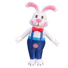 Adult Standing Cute Bunny Inflatable Costume, Holiday Party Funny Performance Costume, Cartoon Animal Inflatable Doll Costume - Multicolor - View 9
