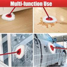 Spin Mop Replacement Head For OCeda EasyWring Microfiber Spin Mops 2 Microfiber Mop Refills 4-Section 30-To-58 Inch Mop Replacement Stick And 1 Base Combo Set White(1 Tank System - Red - View 6