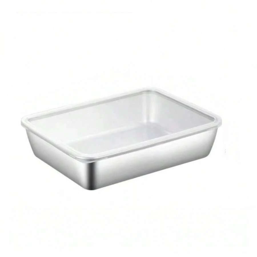 Contenitori per alimenti in acciaio inossidabile (con coperchio), confezione da 5; contenitori per la conservazione in cucina; Vassoi per la preparazione degli alimenti, contenitori per la conservazione in frigorifero, contenitori per la conservazione in cucina, design moderno e minimalista. - Argento - Visualizzare 1