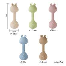 Cute Rabbit Rattle Toy, Bendable Non-Slip Handle With Multi-Texture, Sensory Development Aid, Easy To Clean, Parent-Child Interaction & Stress Relief Toy, Newborn Gift - Multicolor - View 2
