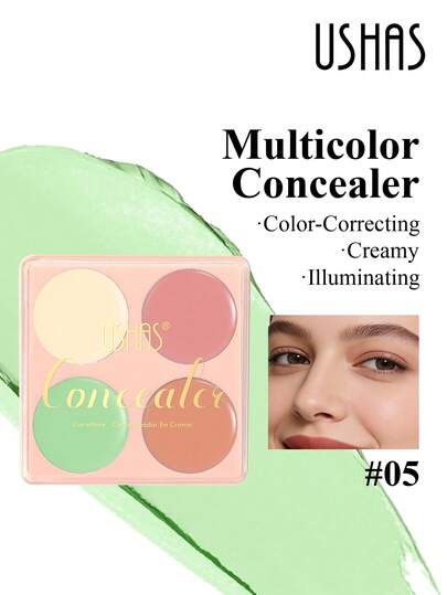  Paleta de correctores USHAS, de alta cobertura, hidratante, no reseca, puede cubrir ojeras, marcas de acné, manchas, iguala el tono de la piel para una base de maquillaje impecable, mezcla de colores personalizable adecuada para todas las estaciones, diseño portátil amigable para principiantes para uso diario y maquillaje profesional, crea fácilmente una piel radiante natural, nutritiva y humectante sin apelmazarse