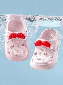 Zuecos infantiles con lazo de conejo de dibujos animados, zapatos de verano para niñas, suela blanda resistente al desgaste, sandalias de playa para bebé - Rosa - Ver 5